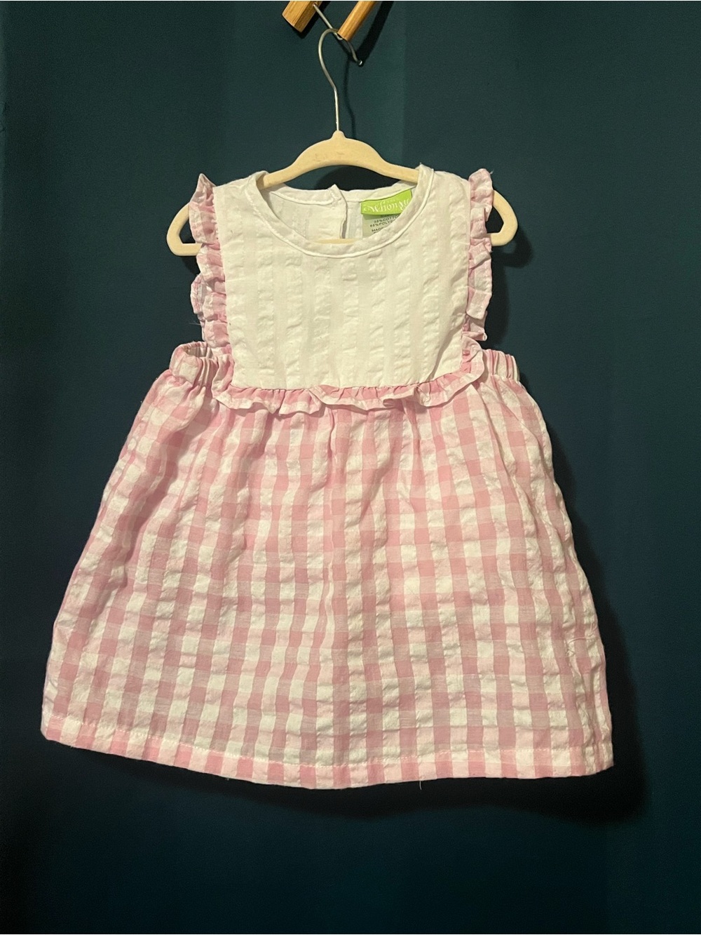 White & Pink Gingham Ruffle Sundress top for Girls